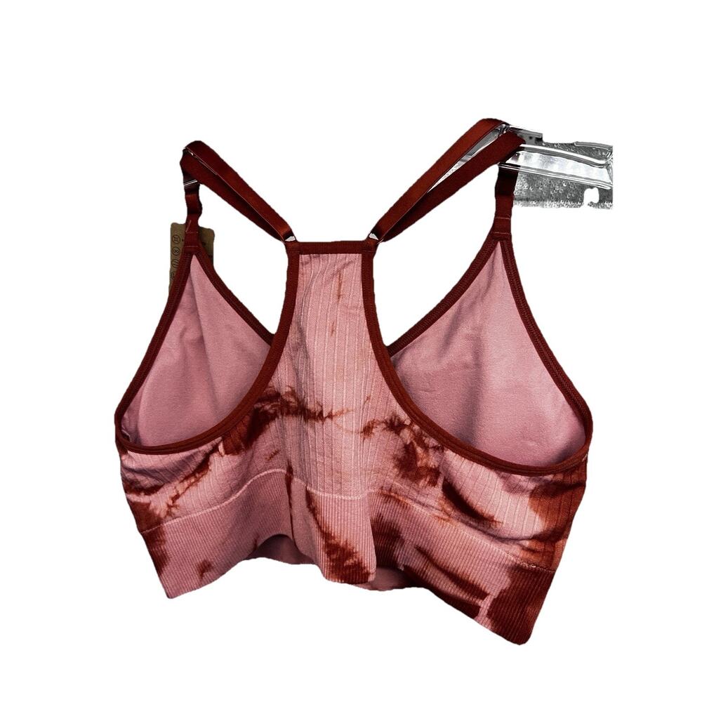 Victoria's Secret Pink Tie-Dye Ribbed Sports Bra - Pink & Maroon - Picture 2 of 11
